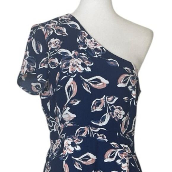 Charles Henry New Dress One Shoulder Midi Blue Pink Floral Women’s Size Large - Picture 9 of 16